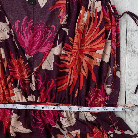 H&M Floral Tie Waist Purple and Pink Sheer Tunic/Coverup - Picture 4 of 5